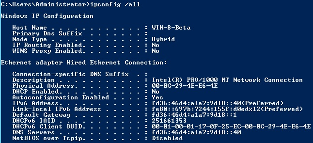 IPConfig IPv6